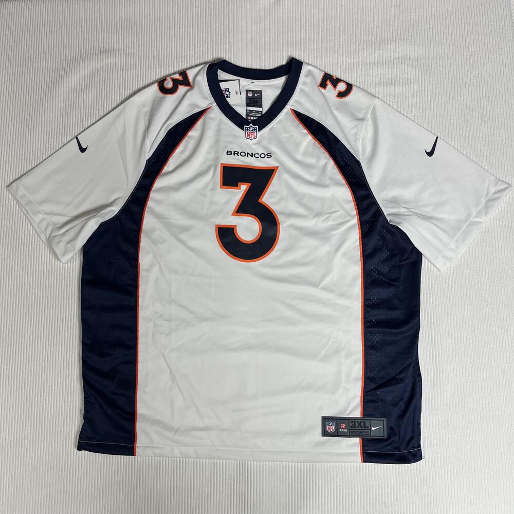 Denver Broncos Jersey Mens 3XL White NFL Football Russell Wilson 3 Nike On Field
